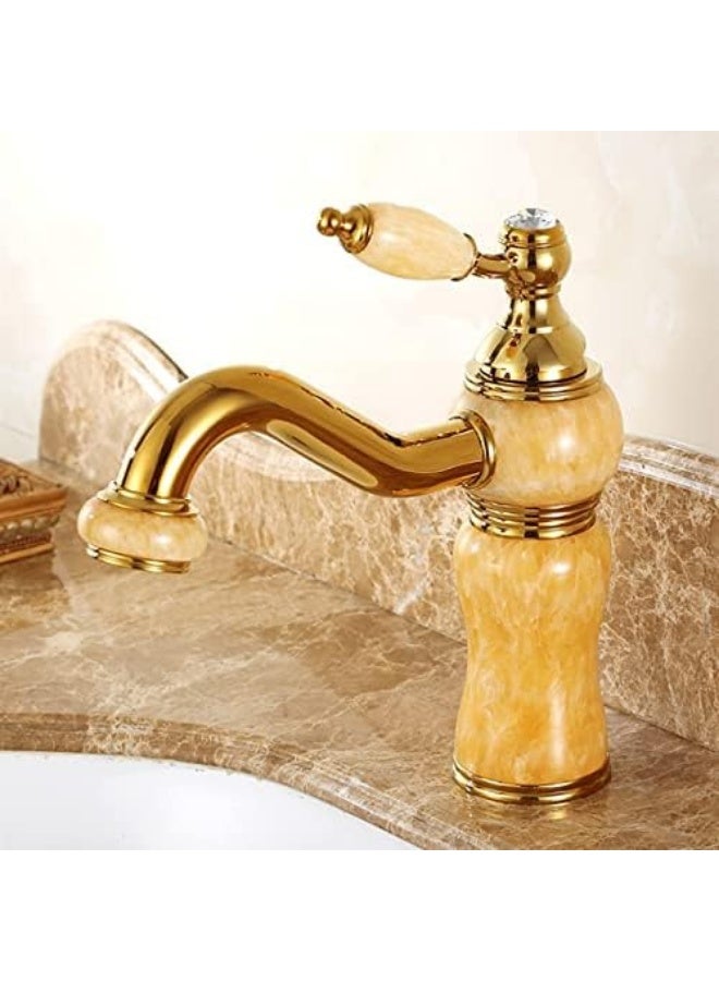 واي دي صنبور حوض فاخر ذو مقبض واحد بتصميم رخامي، خلاط حوض يُثبّت على سطح الحوض، مصنوع من النحاس الصلب، صنبور حوض عالي القوس لحوض الغسيل على سطح الطاولة. - Image 1